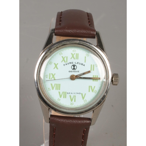 465 - A gents stainless steel Favre Leuba Sea King manual wristwatch. With centre seconds and Roman numera... 