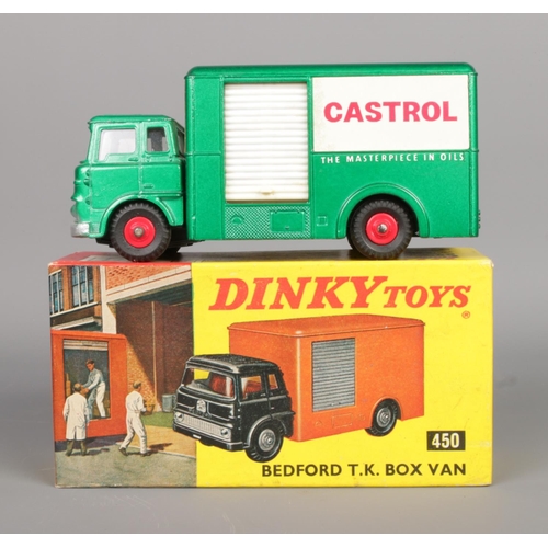 481 - A boxed Dinky Toys No. 450 Bedford TK box van, comprising metallic green body with Castrol livery an... 