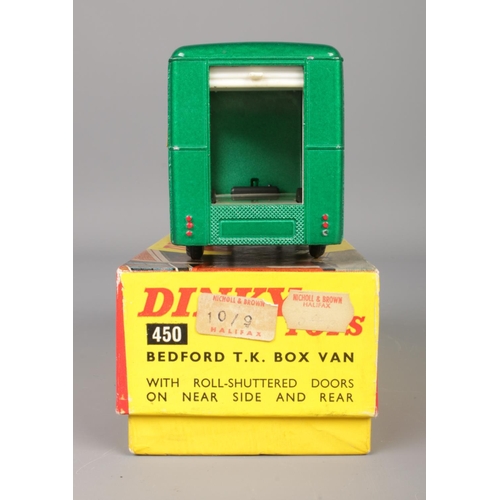 481 - A boxed Dinky Toys No. 450 Bedford TK box van, comprising metallic green body with Castrol livery an... 