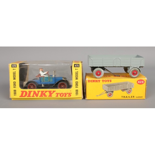 484 - Two boxed Dinky die-cast vehicles; 475 1908 Ford Model T and 428 Trailer (Large).