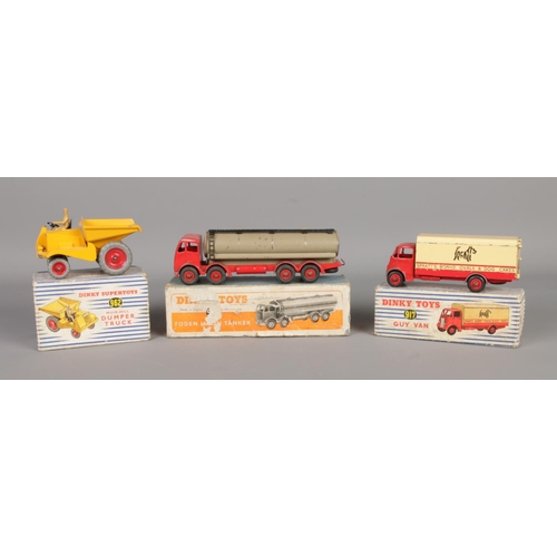 486 - Three boxed Dinky die-cast vehicles. To include Dinky 562 (later renumbered 962) Muir-Hill Dumper Tr... 