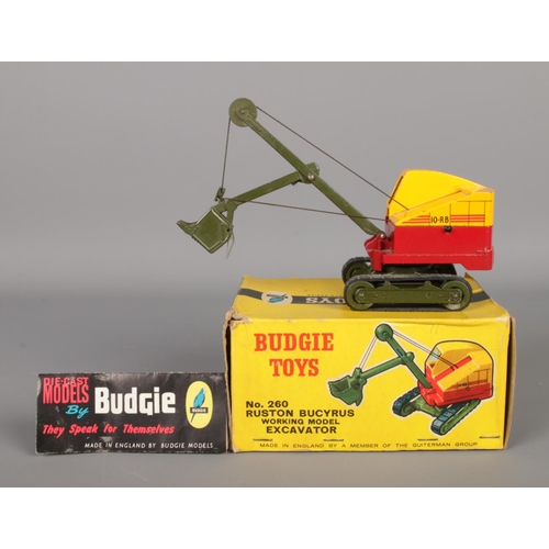 487 - A boxed Budgie Toys die-cast vehicle; No. 260 Ruston Bucyrus tracked excavator 10-RB in a red/yellow... 