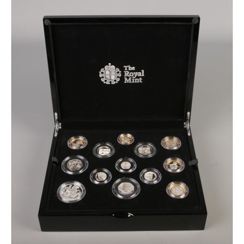 501 - The 2018 UK Silver Proof Coin Set, 13 coins annual set in a black presentation box with certificate,... 