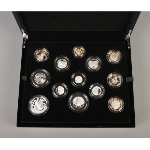 501 - The 2018 UK Silver Proof Coin Set, 13 coins annual set in a black presentation box with certificate,... 