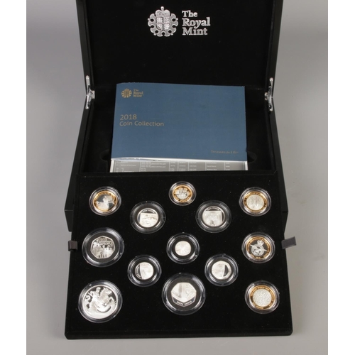 501 - The 2018 UK Silver Proof Coin Set, 13 coins annual set in a black presentation box with certificate,... 