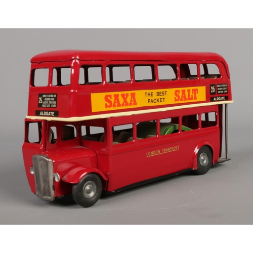 505 - A Tri-ang friction-powered London Transport double decker bus, No. 25 'Aldgate', bearing Kelloggs an... 