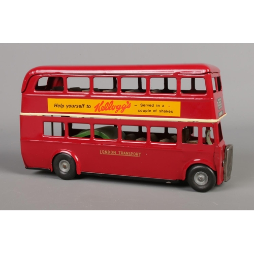 505 - A Tri-ang friction-powered London Transport double decker bus, No. 25 'Aldgate', bearing Kelloggs an... 