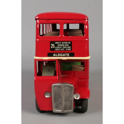 505 - A Tri-ang friction-powered London Transport double decker bus, No. 25 'Aldgate', bearing Kelloggs an... 