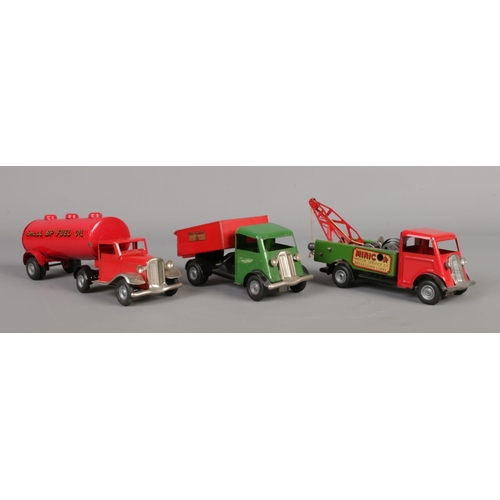 506 - Three Tri-ang clockwork vehicles. Consists of Shell BP Fuel Oil Lorry, 'Minic Transport' tipper and ... 