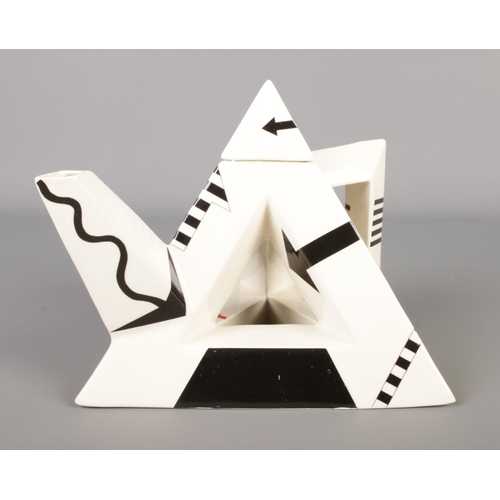 507 - An abstract signed Swineside Teapottery tea pot in geometric form