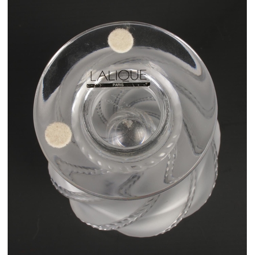 510 - A Lalique crystal Ermenonville pattern pedestal vase, etched Lalique France, 15cm high.