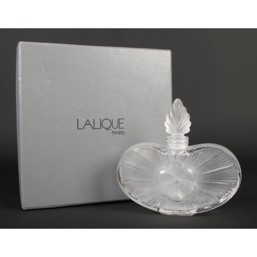 514 - A Lalique frosted glass 'Clarisse' floral design perfume bottle. Signed Lalique, France, and Lalique... 