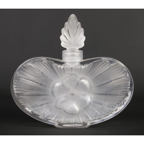 514 - A Lalique frosted glass 'Clarisse' floral design perfume bottle. Signed Lalique, France, and Lalique... 