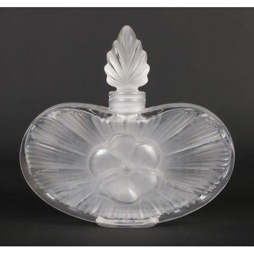 514 - A Lalique frosted glass 'Clarisse' floral design perfume bottle. Signed Lalique, France, and Lalique... 