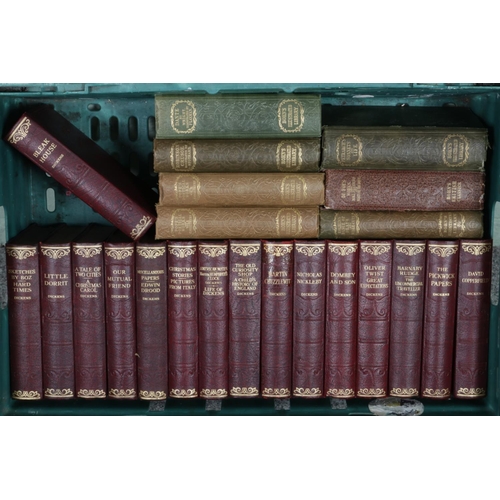 344 - A collection of twenty-three antique books, comprising sixteen volumes of Charles Dickens novels pri... 