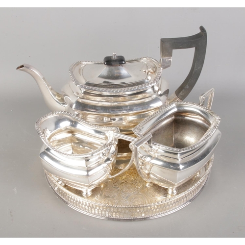 Walker & Hall vintage silver plated tea set, including teapot, sugar ...