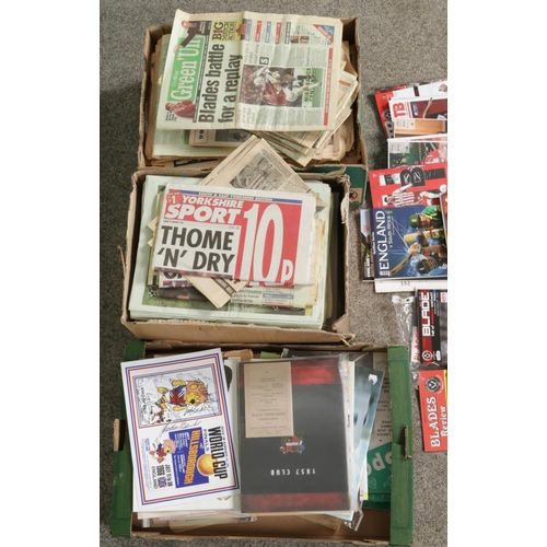 361 - Three boxes of mostly assorted football ephemera to include Sheffield United football programmes, Ec... 