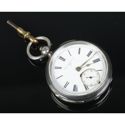 519 - A silver cased pocket watch by Kay Jones & Co assayed Birmingham 1890 William Ehrhardt.