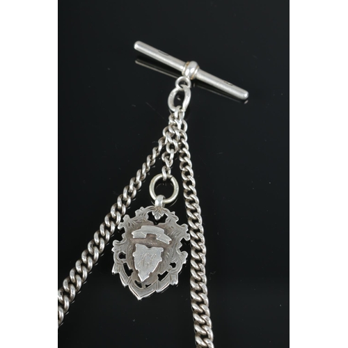 535 - A silver double Albert chain, pendant assayed Birmingham 1911.

39.1g