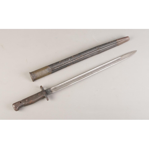 603 - A WW1 English Lee-Enfield Pattern 1907 Bayonet, stamped both side with marks, includes 