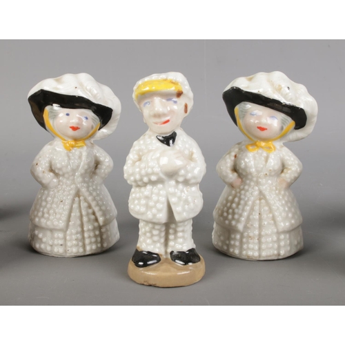 83 - A collection of larger Wade Whimsie figures, to include Pearly King and Queen, Fishmonger and 'Miss ... 