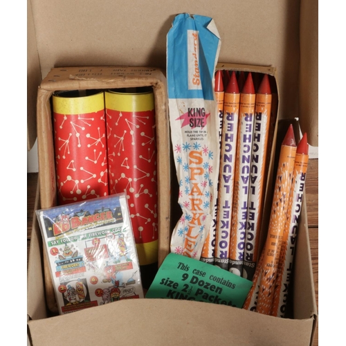 205 - A collection of assorted vintage firework items, including various Standard posters and magazines et... 