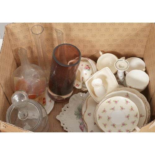 227 - Two large boxes of mixed collectable ceramics and glassware, including stoneware bed warmer, a colle... 