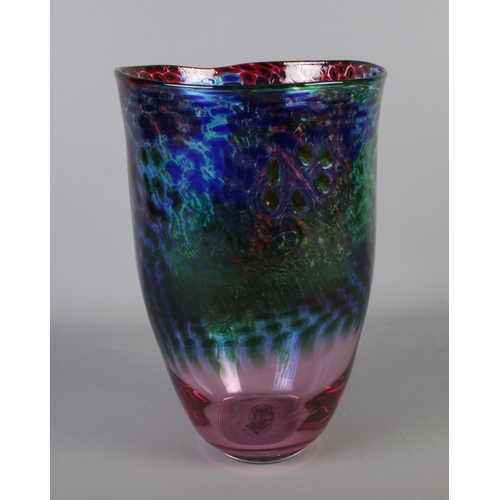 33 - A Michael Hunter Twists art glass vase, with Twists label and signature of  