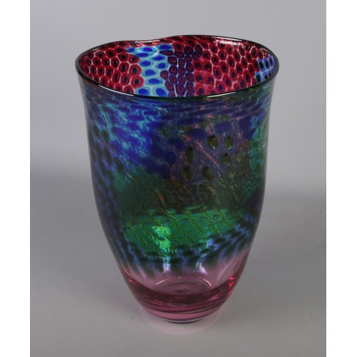 33 - A Michael Hunter Twists art glass vase, with Twists label and signature of  