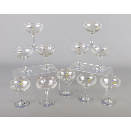 52 - Eleven Babycham glasses.