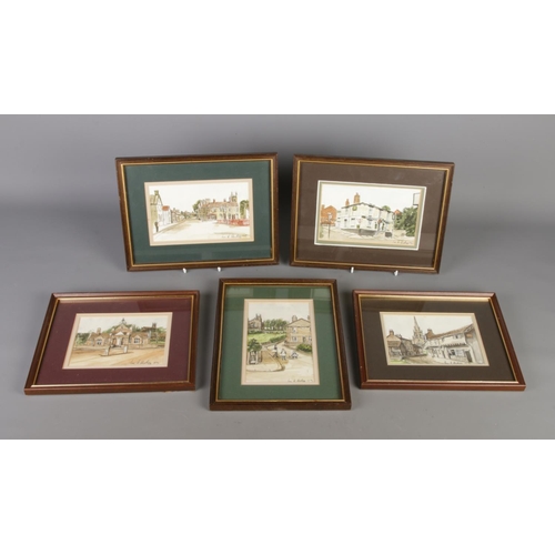 358 - Five vintage framed watercolours on paper, signed and dated by the artist Ian K. Hickey.