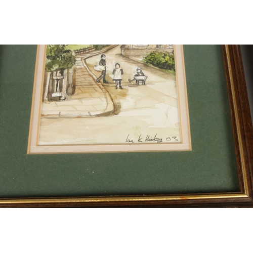 358 - Five vintage framed watercolours on paper, signed and dated by the artist Ian K. Hickey.