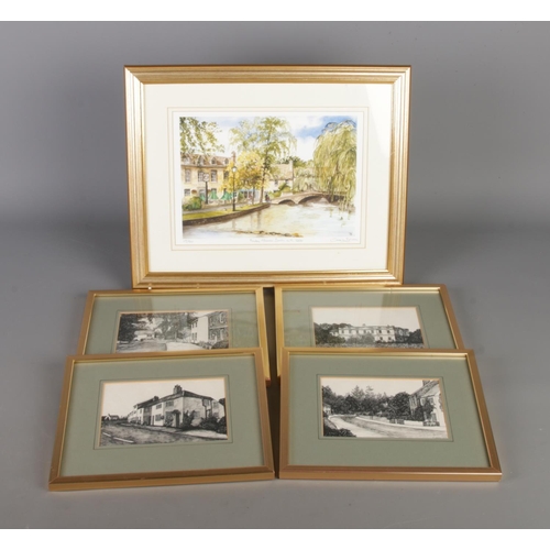 360 - Four vintage 1985 M. Moore framed prints, along with a signed print by Susan Birtwistle, limited edi... 