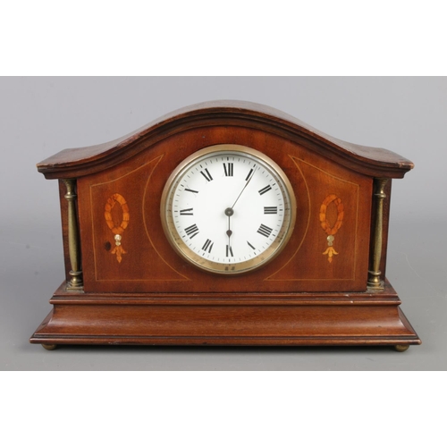 60 - Four vintage clocks, comprising an Edwardian French mahogany clock with inlaid detailing, Canadian 