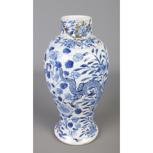 68 - Six collectable porcelain vases, including a early 20th century Kangxi mark Chinese blue & white dra... 