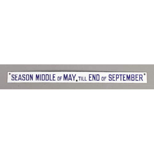 5 - An unusual vintage board house strip sign; 'Season middle of May till end of September'. Length: 28c... 