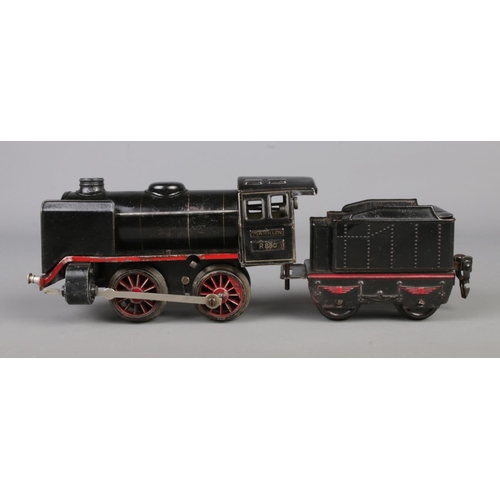 499 - Three German 'O' Gauge clockwork locomotives with tender; Marklin R880 with 889 coal wagon, stamped ... 