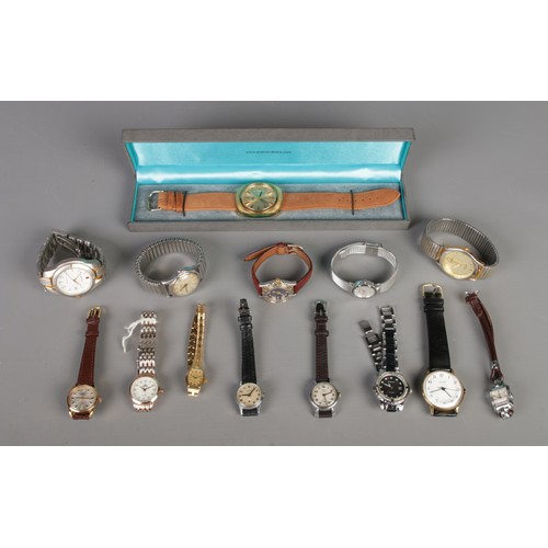 28 - A collection of Ladies and Gents wristwatches. To include Unitas, Rex, Provis, Sekonda, Avia and Ast... 