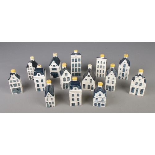 485 - Fourteen KLM Miniatures, each blue Delft house form miniature produced exclusively for KLM Airlines ... 