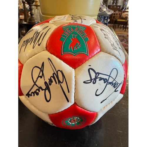 14 - A signed Liverpool FC 100 years centenary football featuring players such as Ian Rush, Bruce Grobbel... 