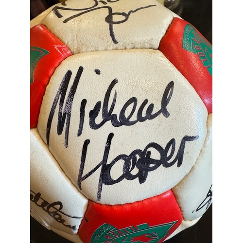 14 - A signed Liverpool FC 100 years centenary football featuring players such as Ian Rush, Bruce Grobbel... 