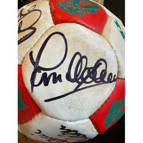 14 - A signed Liverpool FC 100 years centenary football featuring players such as Ian Rush, Bruce Grobbel... 