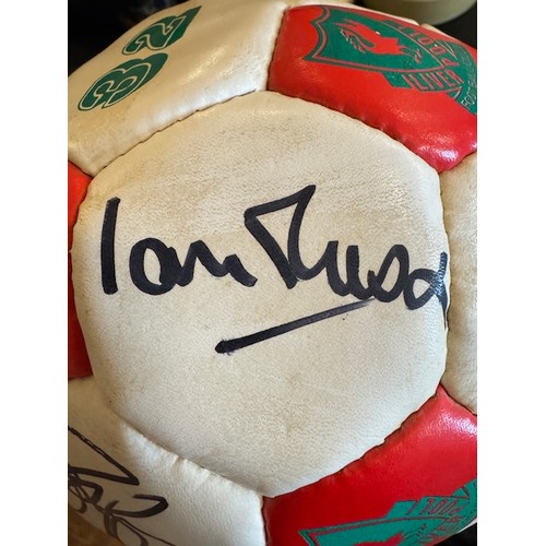 14 - A signed Liverpool FC 100 years centenary football featuring players such as Ian Rush, Bruce Grobbel... 