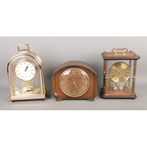 89 - Three assorted mantle clocks to include Smiths Enfield, Quartz Timemaster and Kundo examples.