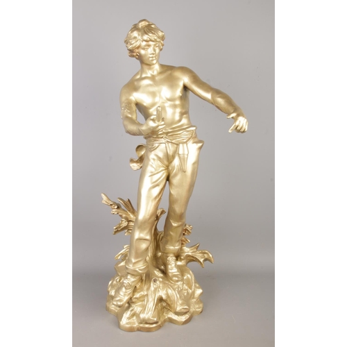 95 - A large early 20th century gilt spelter figure 