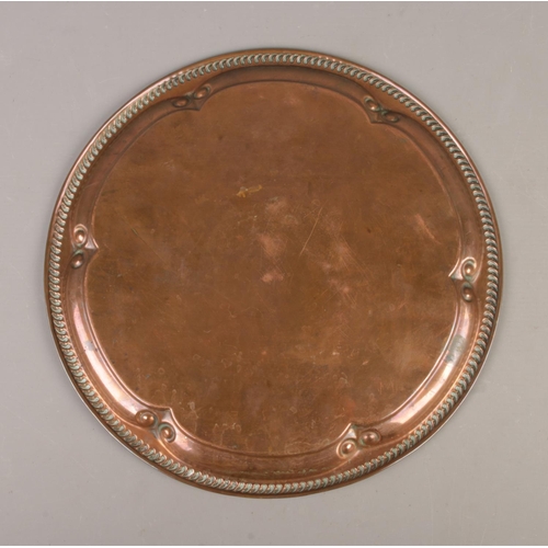 3 - Lord Nelson interest, commemorative copper tray of circular form having beaded border, the centre en... 