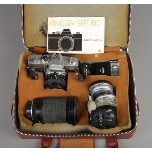 29 - Two vintage SLR cameras, one in fitted case, together with a quantity of accessories. Asahi Pentax M... 