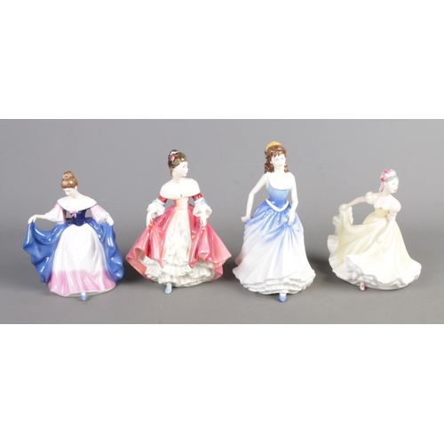 33 - Four Royal Doulton ceramic figures to include Sara (HN4720) and Ninette (HN4717) from the Pretty Lad... 