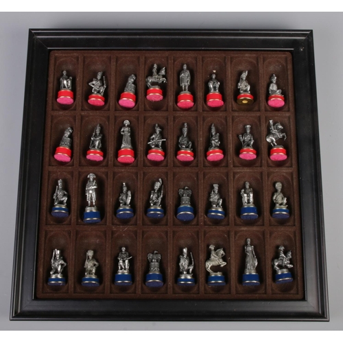 4 - The Franklin Mint and The Waterloo Museum; A Battle of Waterloo Chess Set, with board and pewter pie... 