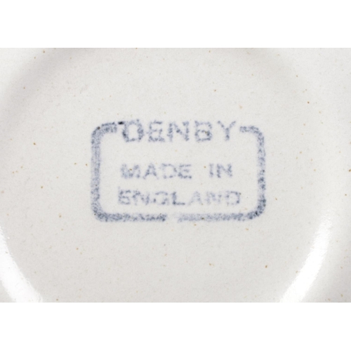 45 - A Denby part dinner service in the Troubadour design. Contains tea and coffee pots, lidded tureens, ... 